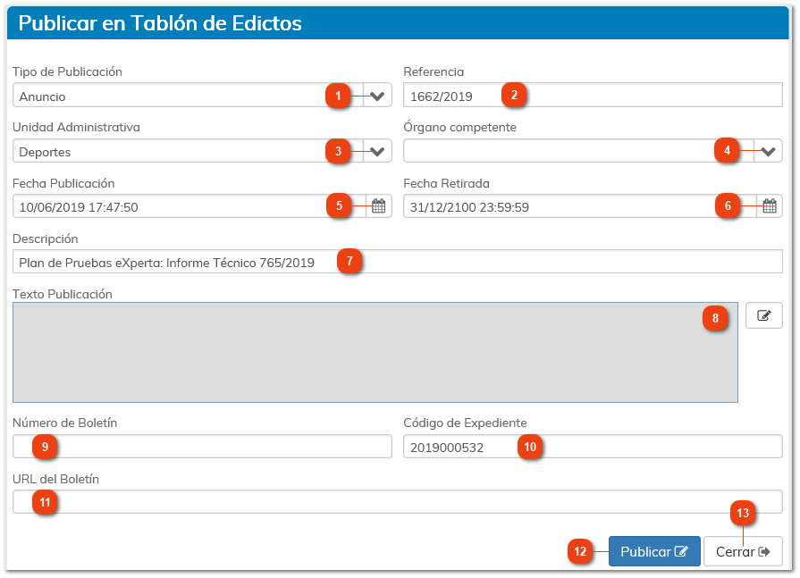 2.7. Publicar en Tablón