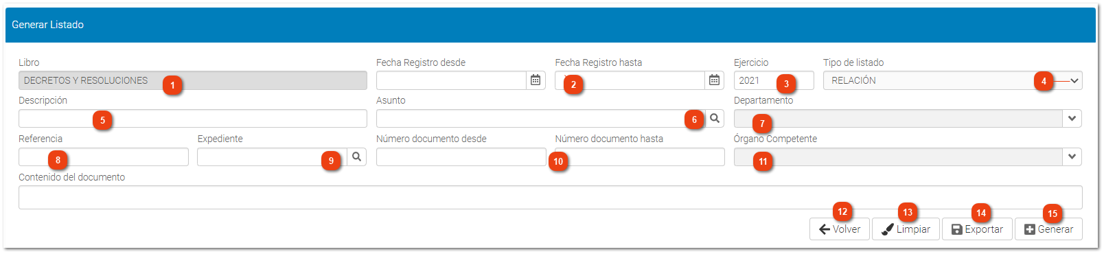 Generar Listado