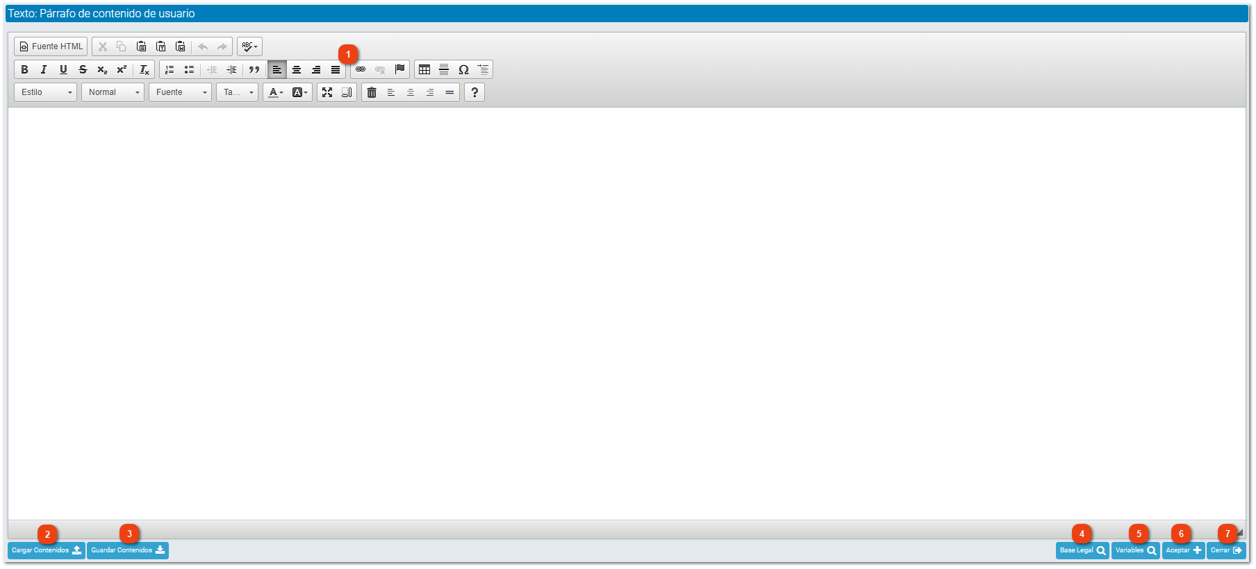 Editor de Textos - Párrafo de Usuario