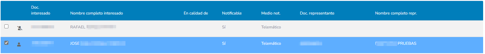 2. Rejilla de terceros y representantes