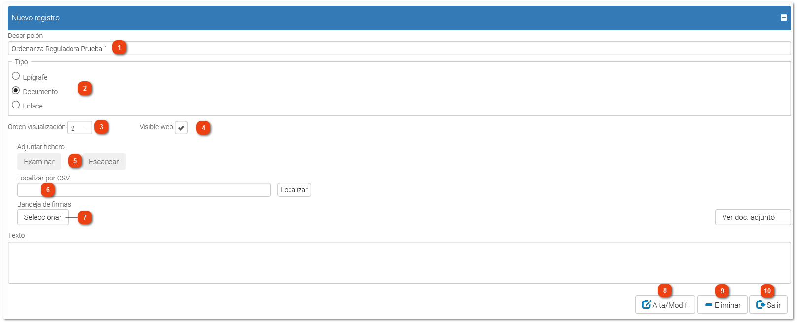 2.1.2. Nuevo Registro Documento